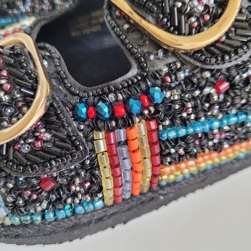 Beaded Sandals House of Harlow 1960 Slide Buckle Shoes Size 8 Great See Descript - Picture 4 of 20