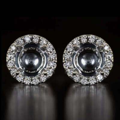 DIAMANT HALO FASSUNG 3MM-8,7MM RUND OHRSTECKER HALBHALTERUNGEN 1CT -4CT