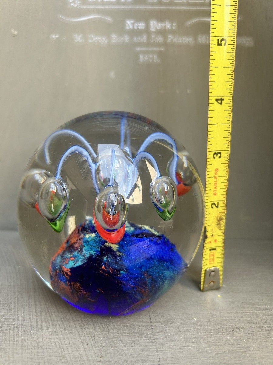 DYNASTY GALLERY Art Glass PAPERWEIGHT Bubbles Colorful | eBay