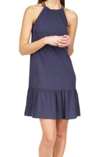 MICHAEL KORS Women Navy Resin Link Straps Hem Sleeveless Short Dress Petites PM