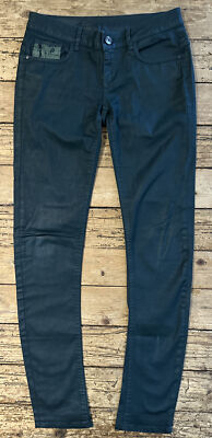 G-Star Women's Green Raw Denim Wax Coated Skinny Jeans Size 27