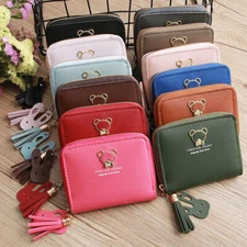 Women Small Leather Coin Purse Card Holder Wallet Zipper Clutch Mini Handbag US