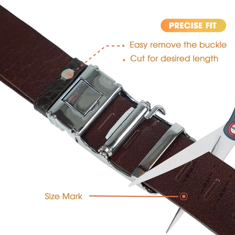 Cinturón de piel de cuero marrón con espalda de cocodrilo real para hombre W 1,5" sin articulaciones Foto 4 de 4