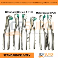 Dental Extraction Forceps Standard Series Set of 4 Pcs + 2 pcs Molar Series Set