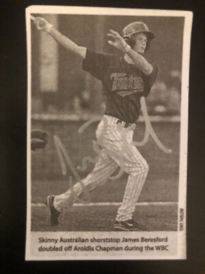 Minnesota Twins JAMES BERESFORD signed Homemade Newspaper Photo Card