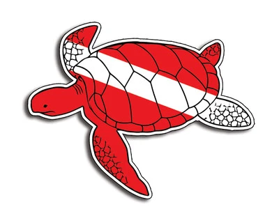 Turtle Scuba Dive Sticker Diver Down Flag laptop Car Vehicle Window Bumper Decal
