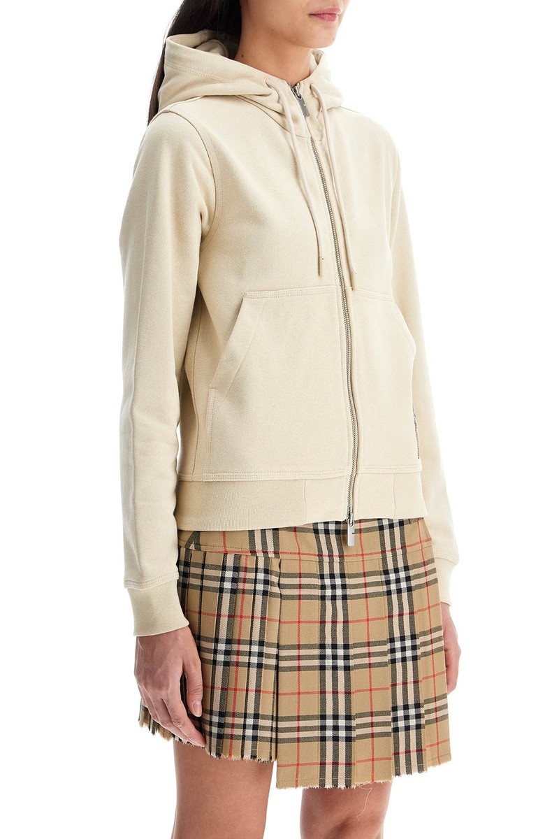ジャケット BURBERRY Women Sweater 8103498 Beige Full zip sweatshirt with hood BURBERRY Woman Tg. L 8103498