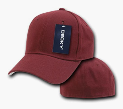 Fitted Baseball Cap   Plain Solid Blank Curved Bill Hat (8 Sizes Available)