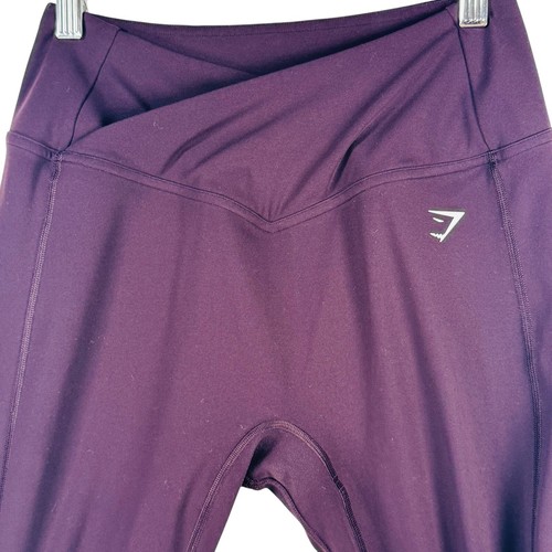 Gymshark Crossover Leggings High Waisted Athletic Purple Plum Small 25" - Picture 7 of 9