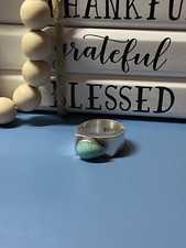 STERLING SILVER Wide Turquoise Ring 11.2 Grams Size 6 Beautiful 