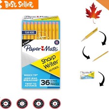 0.7 mm Mechanical Pencils - Pack of 36 - Yellow Barrel - Twist-to-Advance Design