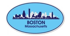 Boston City Skyline Oval Car Vinyl Sticker - SELECT SIZE