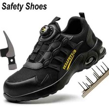 Men's Steel Toe Safety Shoes Rotary Buckle Anti-smash Anti-puncture Work Shoes