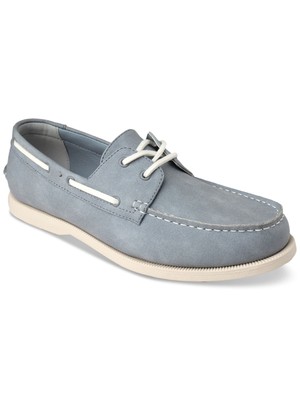 CLUBROOM Womens Light Blue Moc Toe Padded Elliot Round Toe Boat Shoes 11 M