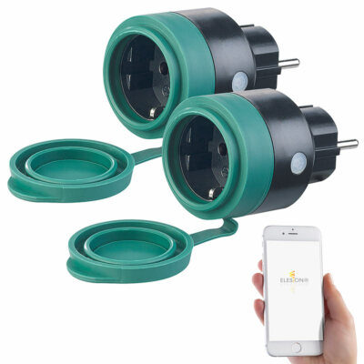 2er-Set Outdoor-WLAN-Steckdosen f. Alexa, Siri & Google Assistant, 16A
