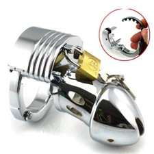 1X Stainless Steel Adjustable Male Chastity Device Cage Restraint Belt Ring Lock