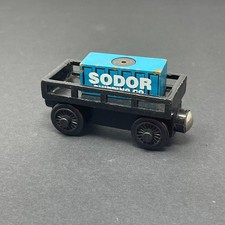 Thomas  Friends Wooden Railway Cargo Black Car  Blue Sodor Cargo