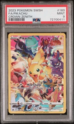 2023 POKEMON SWORD & SHIELD CROWN ZENITH #160 FULL ART/PIKACHU PSA 9