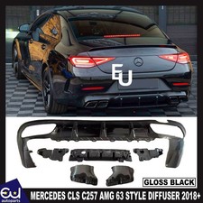 F&Uuml;R MERCEDES CLS C257 AMG 63 STYLE HECKDIFFUSOR & ENDROHRE GLANZ SCHWARZ 2018+