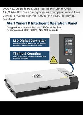 JSOBEN DTF Curing Oven Dual-Side Heating 13.4 x 19.3 in Digital Timer