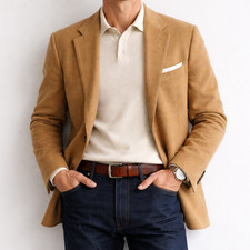 Jos A Bank Sport Coat Mens 43L Camel 100 Camelhair Blazer Jacket Two Button