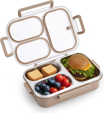 Stainless Steel Bento Box Kids  Adults - 25 Oz Metal Lunch Box with 3 Compartme