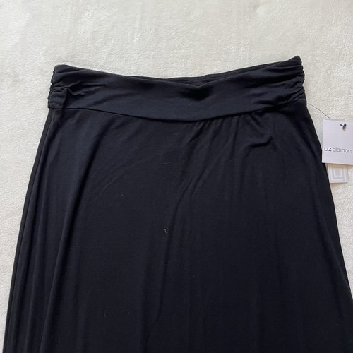 Women’s NWT Black Low Rise Maxi Skirt Soft & Thin Liz Claiborne Size M - Picture 2 of 7
