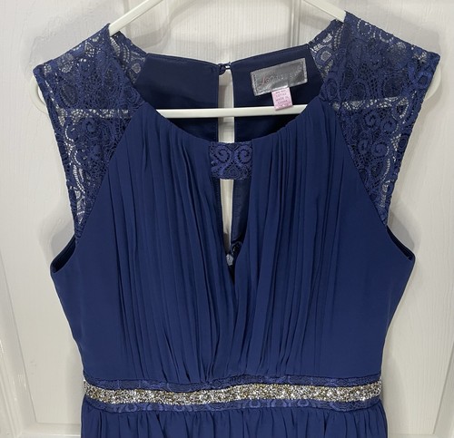 Lipsy London Navy Sparkling Diamante Waist Ladies Party Dress - UK Size 10 - Picture 5 of 13