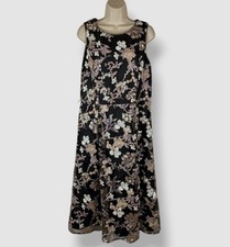 Alex Evenings Women's Black Sequin Floral Embroidered Fit  Flare Dress Size 18