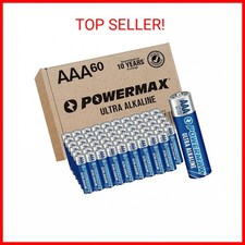 Powermax 60-Count Triple AAA Batteries, Ultra Long Lasting Alkaline Battery for