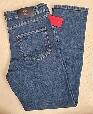 NWT Carolina Herrera HIGH COMFORT Stretch Denim Straight Leg Jeans Portugal 34