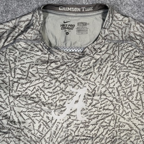Alabama Crimson Tide Shirt Mens Large Gray NCAA Football Nike Pro Combat Dri Fit - Picture 2 of 8