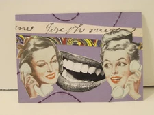 ACEO women gossip Original Collage Art Mixed Media outsider naïve low brow