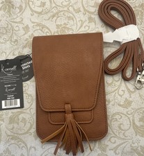 K CARROLL Crossbody Wallet Detachable Strap Camel Tan Secure RFID Protected New