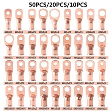 8-4/0 AWG Cable Wire Lugs Battery Welding Connectors Copper Ends Ring Terminals
