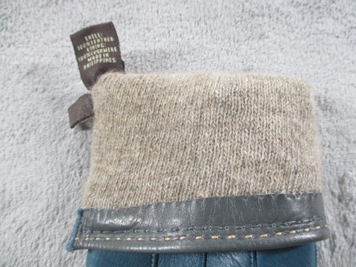 Guantes de cuero Coach vintage forro cachemir talla 6,5 para mujer azul verdoso usados en excelente estado - Imagen 4 de 9