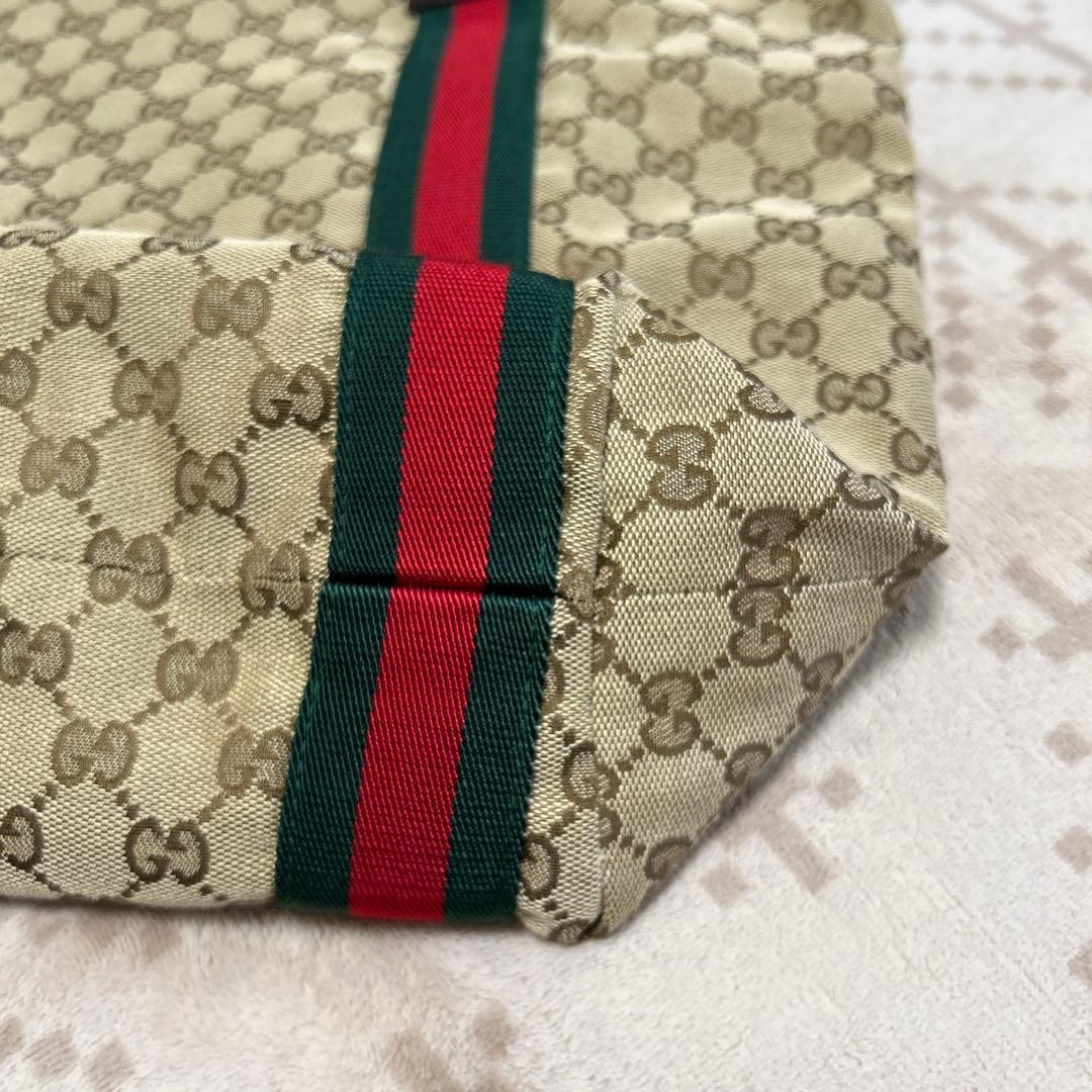 GUCCI GG Pattern Tote Bag Leather Canvas Beige Brown Multi Excellent Condition thumbnail 9