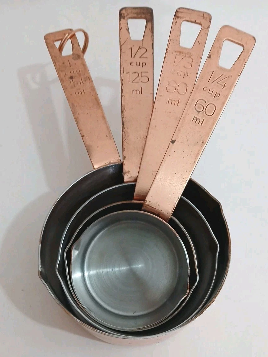 Copper Measuring Cups 4 Piece Set Baking Needs Kitchen Decor