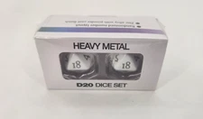 Ultra PRO Set of 2 Vivid Heavy D20 Metal Dice for D&D. White New Sealed