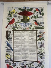 KAY DEE DESIGNS 1994 Tea Towel Calendar  "Song bird's Feast'' 26''x16''