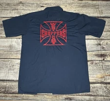 West Coast Choppers Jesse James Work Shirt Men’s Medium Navy Blue Embroidered