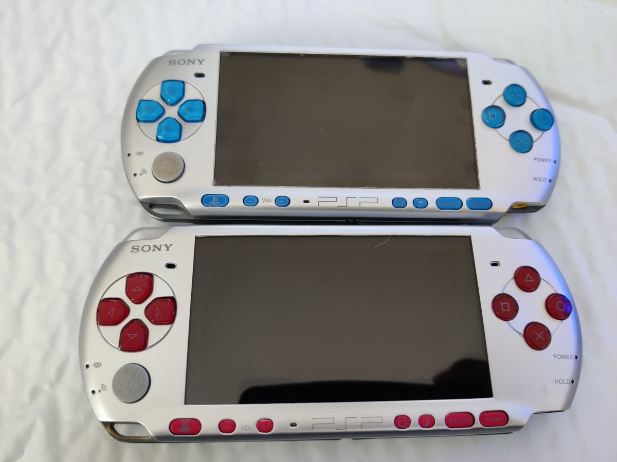Sony PSP 3000 Console System Silver w Red or Blue Buttons Sony PSP 3000 Console System Silver w Red or Blue Buttons