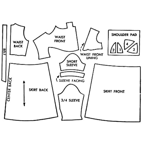 1950s Pattern, Rockabilly Style Billowy Dress - Bust=32” (81.3cm) - Picture 3 of 3