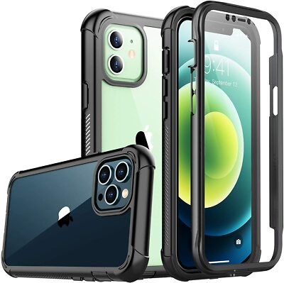 Compatible with iPhone 12 Case, for iPhone 12 Pro Case,Full Body (Black)