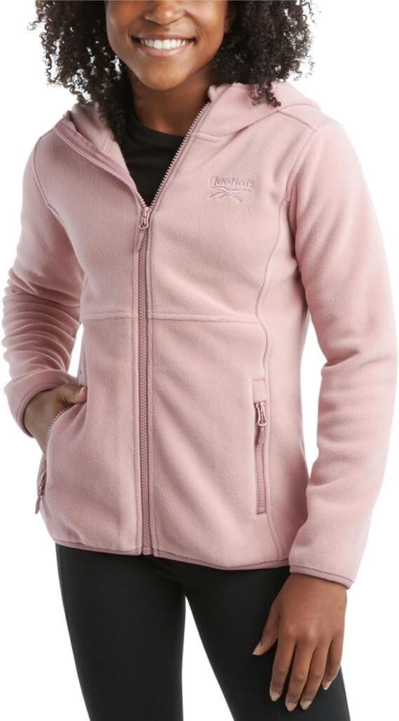 NWT $80 SZ L 14/16 DUSTY ROSE Reebok Girls' Fleece Jacket Polar