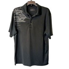 Ben Hogan Performance Mens L Black Gray Design Short Sleeve Golf Polo Shirt D20