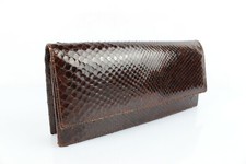 VINTAGE  Sac Pochette en Python d'élevage Verni Marron Très bon état