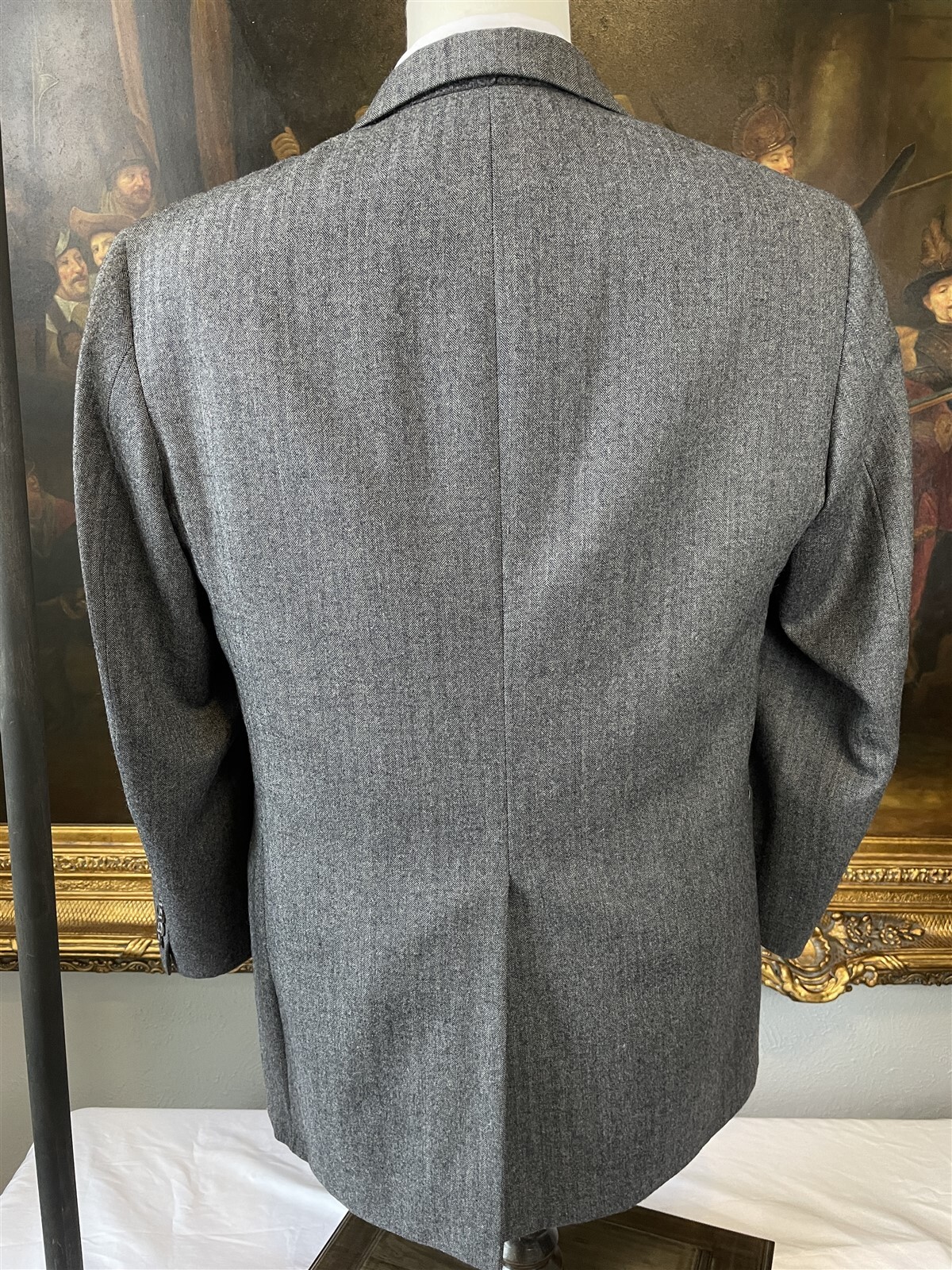 VTG Old School Bespoke 40R 32 x 30 USA MADE Gray Herringbone Wool 3 Roll 2 Suit eBay