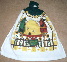 1 Crochet Top Hanging Kitchen Towel Birds Birdhouses Love Neighbor, Single fores