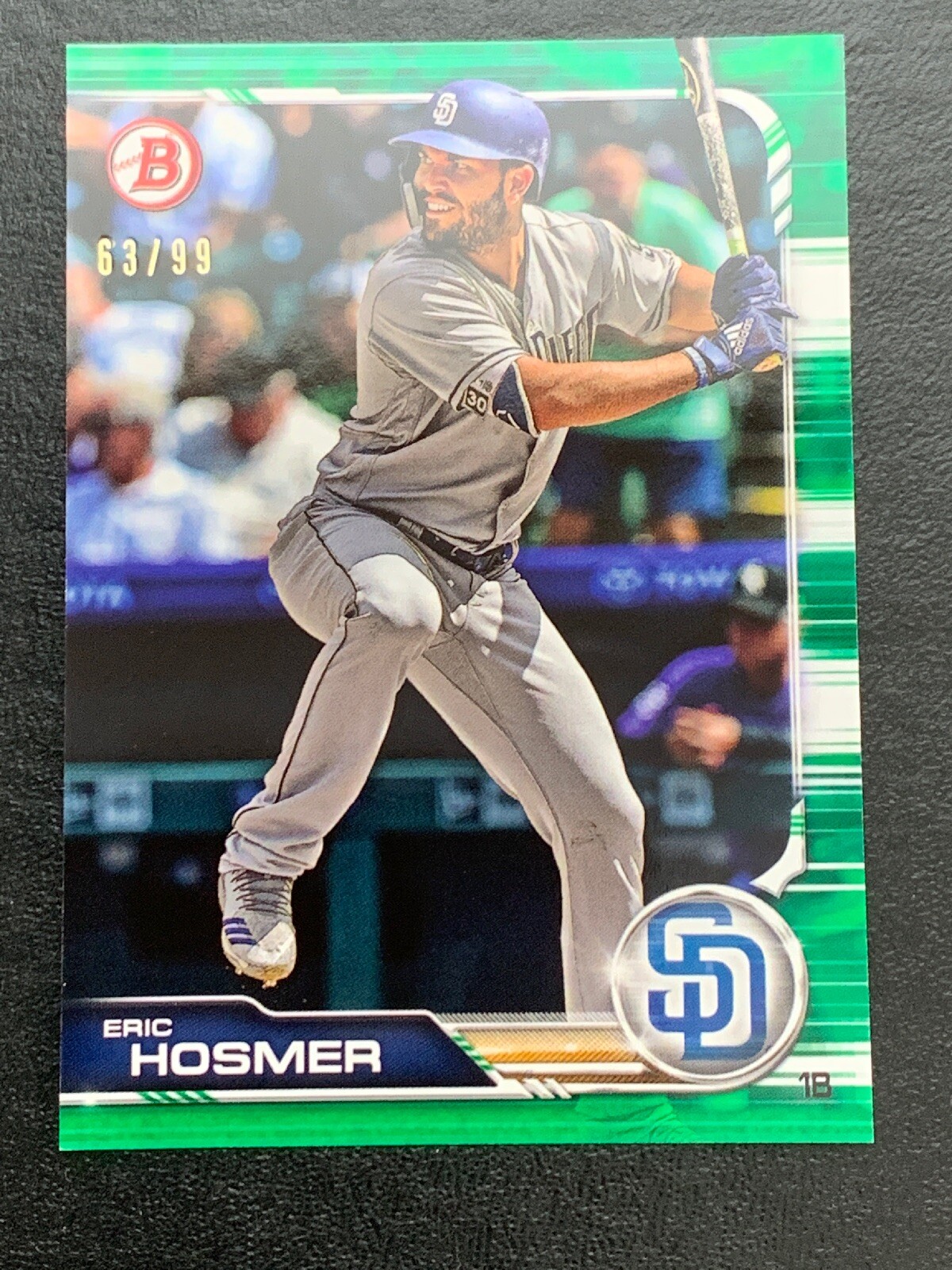2019 Bowman Green Paper Parallel #86 Eric Hosmer San Diego Padres #'d 63/99 SP